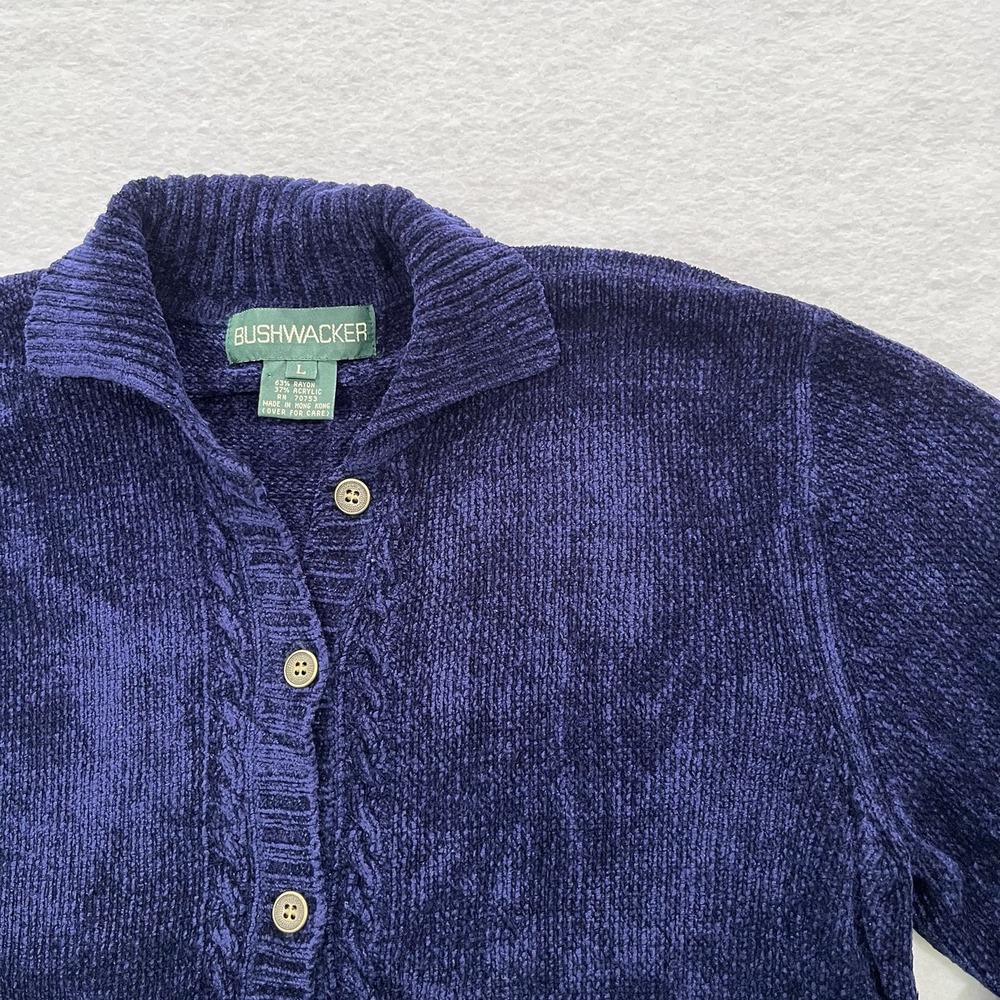 Vintage Bushwacker Cardigan Women's Large Button-Up Chenille Sweater 90s